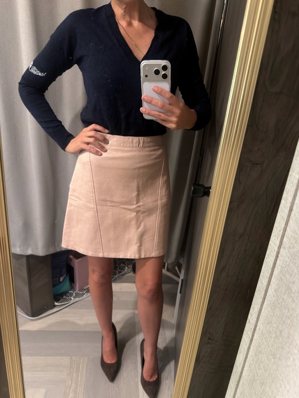 Zara Vegan Leather Mini Skirt in Pale Pink Size XS